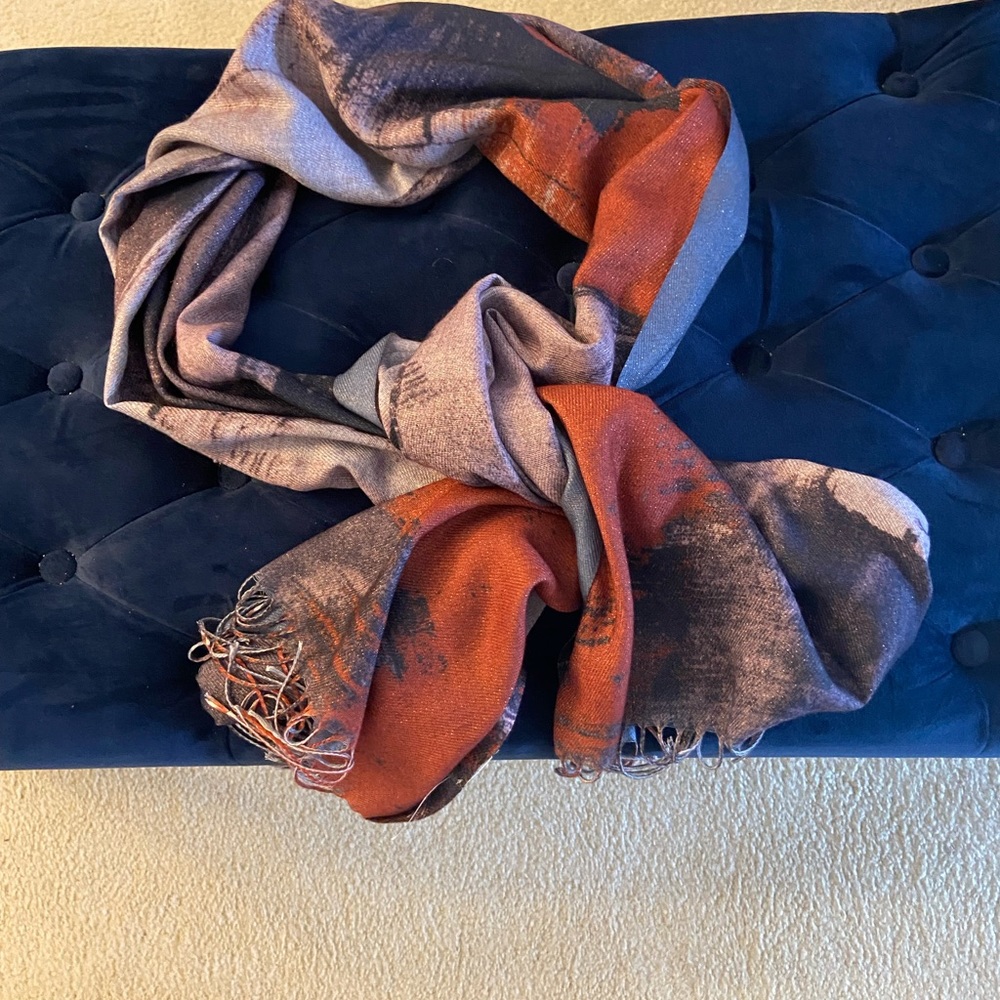 Pretty Persuasion Scarf /Wrap. Blue/Rust